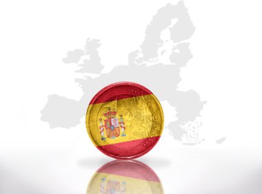 Euro para Avrupa Birliği harita arka plan üzerine İspanyol bayrağı ile