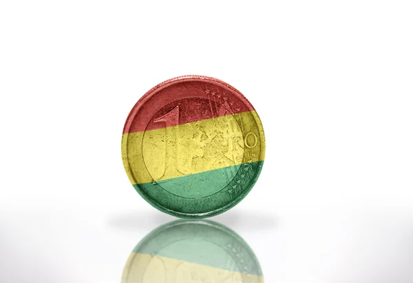 Euro coin with bolivian flag on the white background — Stock Photo, Image