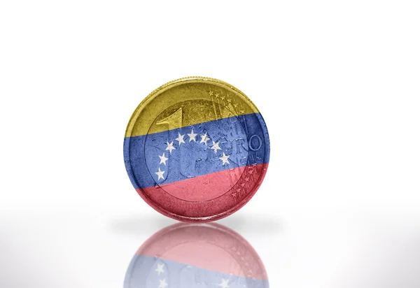 Κέρμα του ευρώ με τη σημαία της Βενεζουέλας για το λευκό φόντο — Φωτογραφία Αρχείου