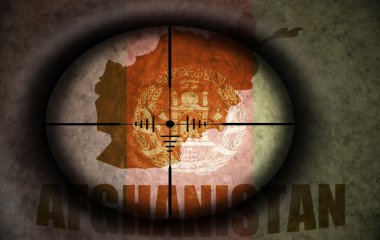 sniper scope aimed at the vintage afghanistan flag and map clipart