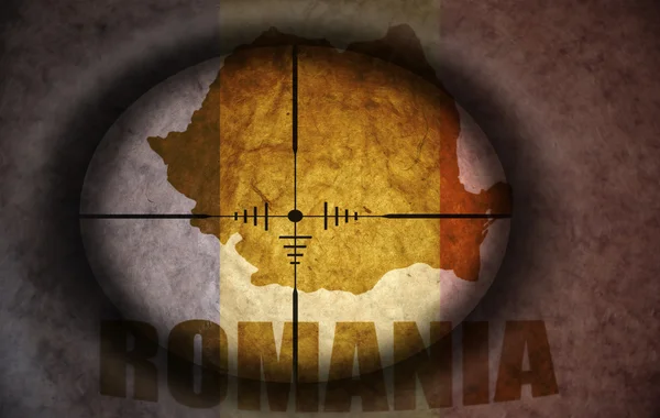 Zakres nochkin zmierzające do rocznika flaga Rumunii i mapa — Zdjęcie stockowe