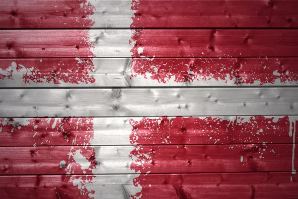 Painted danish flag on a wooden texture — Stock Photo, Image