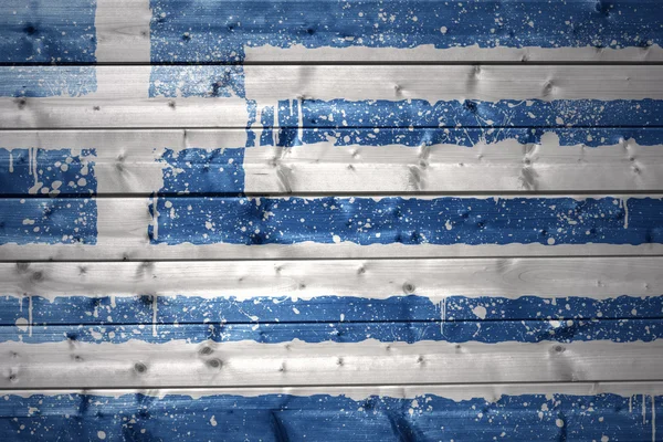 Drapeau grec peint sur une texture en bois — Photo