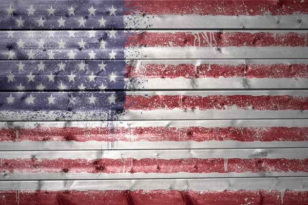 Bandiera americana dipinta su una texture in legno — Foto Stock