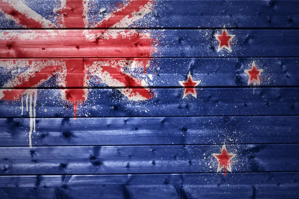 Painted new zealand flag on a wooden texture — Stock Photo, Image