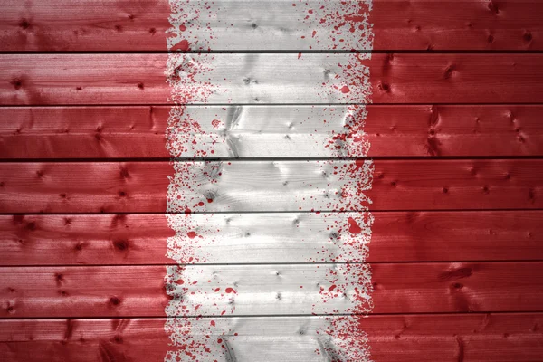 Painted peruvian flag on a wooden texture — Stock Photo, Image