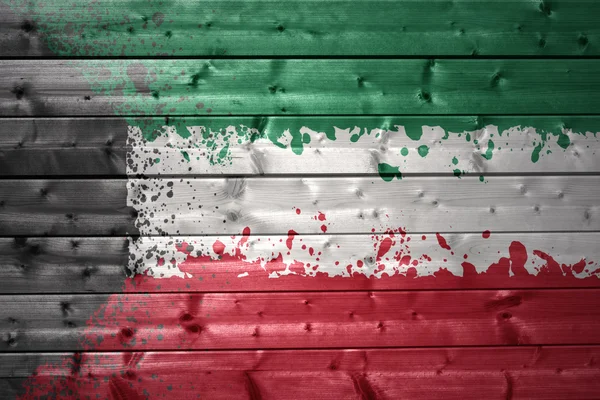 Festett Kuvait zászló egy fa szerkezetű — Stock Fotó