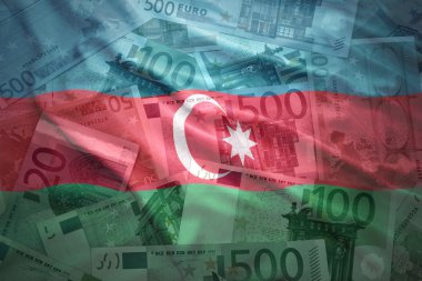 colorful waving azerbaijani flag on a euro money background
