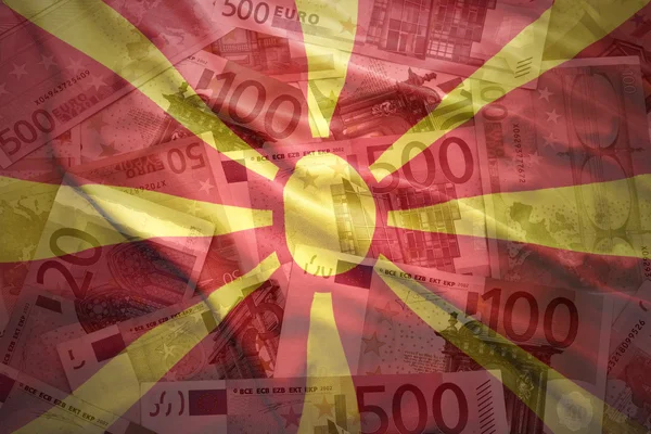 colorful waving  macedonian flag on a euro money background