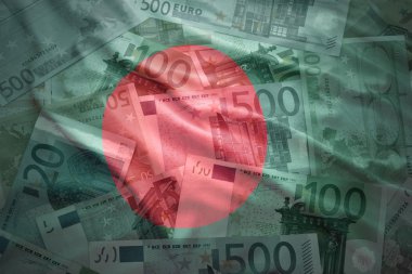 colorful waving bangladesh flag on a euro money background