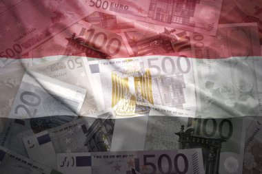 colorful waving egyptian flag on a euro money background