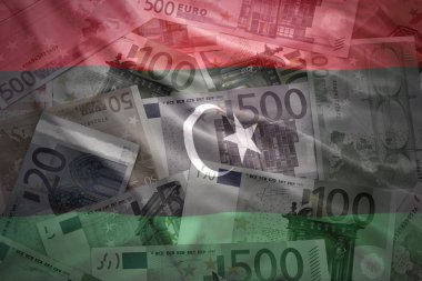 colorful waving libyan flag on a euro money background