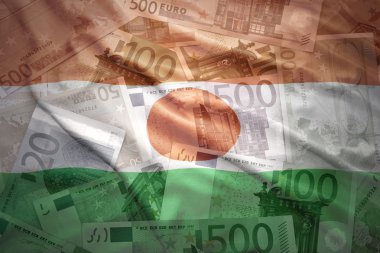 colorful waving niger flag on a euro money background