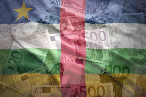 Colorful waving central african republic flag on a euro money background — Stock Photo, Image