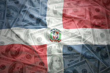 colorful waving dominican republic flag on a american dollar money background