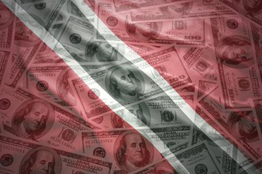 colorful waving trinidad and tobago flag on a american dollar money background