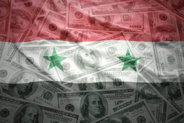 colorful waving syrian flag on a american dollar money background