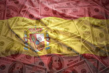 Bir Amerikan Doları para İspanyol bayrağı sallayarak renkli