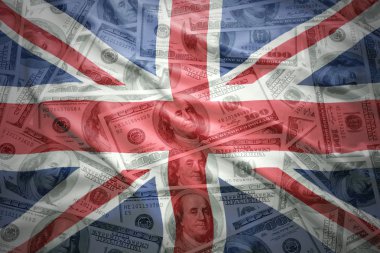 Bir Amerikan Doları para İngiliz bayrağı sallayarak renkli