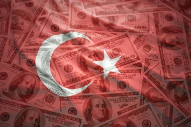 Bir Amerikan Doları para üzerinde Türk bayrağı sallayarak renkli