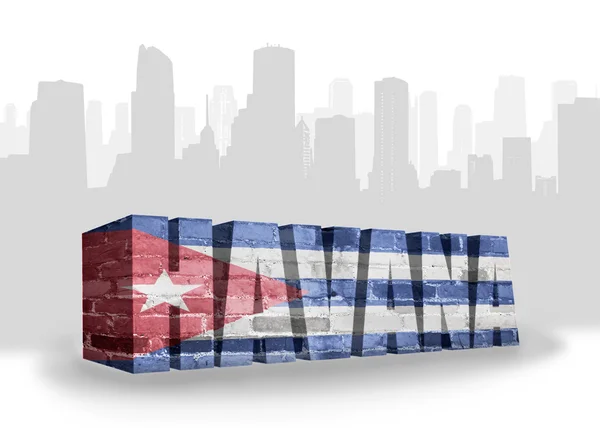 Text havana with national flag of cuba near abstract silhouette of the city — Stock Photo, Image