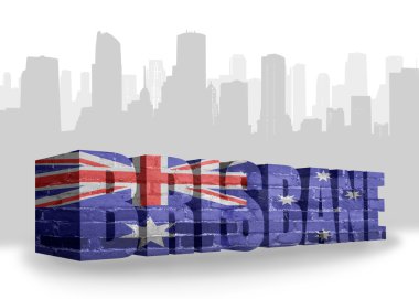 text Brisbane with national flag of australia