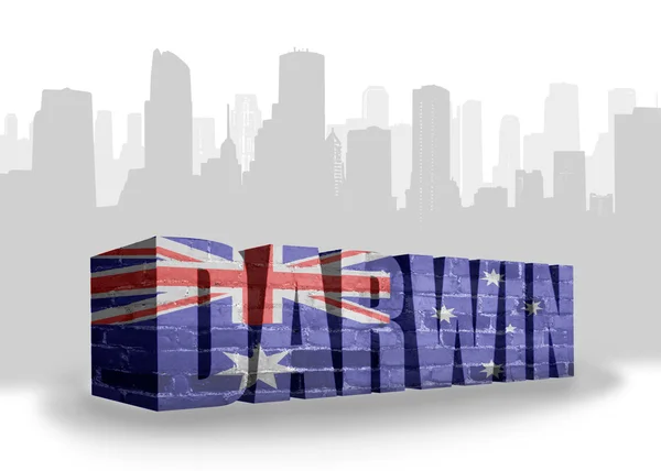 Text Darwin with national flag of australia — Stock Photo, Image