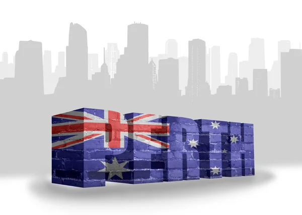 Text Perth with national flag of australia — Stock Photo, Image