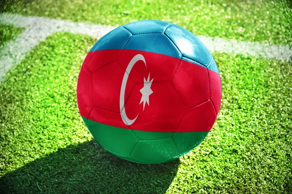 Football ball with the national flag of azerbaijan on the field — Stock Photo, Image