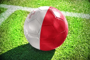 Futbol topu ile sahada Malta bayrağı 