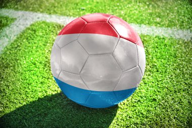 Futbol topu ile sahada Lüksemburg bayrağı 