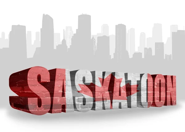 Testo Saskatoon con bandiera nazionale del Canada — Foto Stock