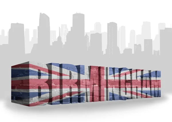 Text Birmingham with national flag of great britain — Stock Photo, Image