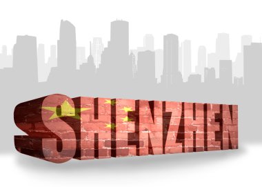 metin Shenzhen Çin'in ulusal bayrak ile 