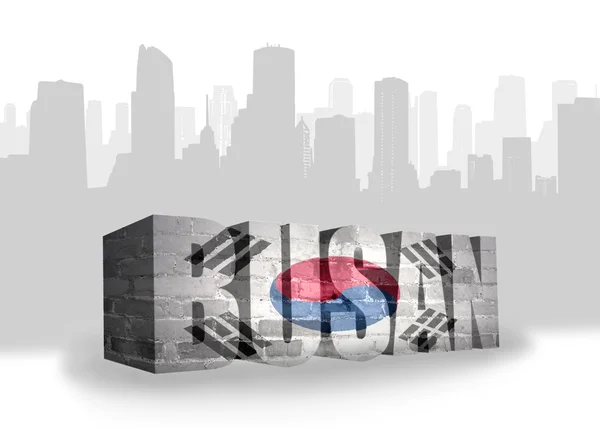 Text Busan with national flag of South Korea — Stock Photo, Image