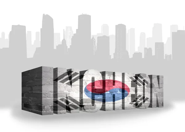 テキスト仁川, 韓国の国旗を — ストック写真
