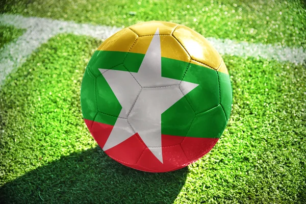 Football ball with the national flag of myanmar — Stock Photo, Image