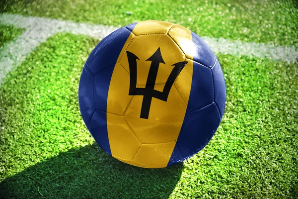 Football ball with the national flag of barbados — Stock Photo, Image