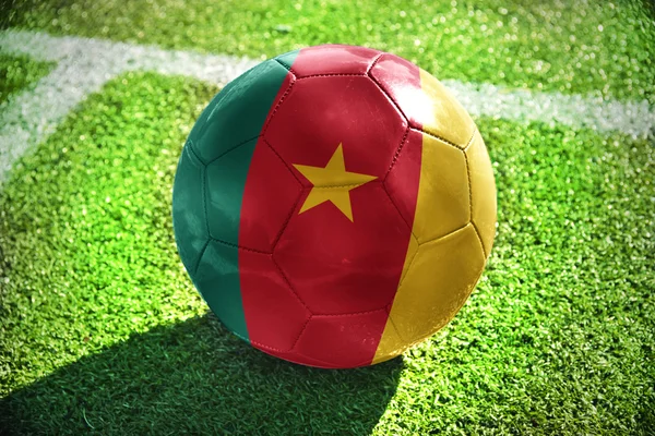 Football ball with the national flag of cameroon — Zdjęcie stockowe