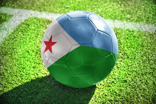 Football ball with the national flag of djibouti — Zdjęcie stockowe