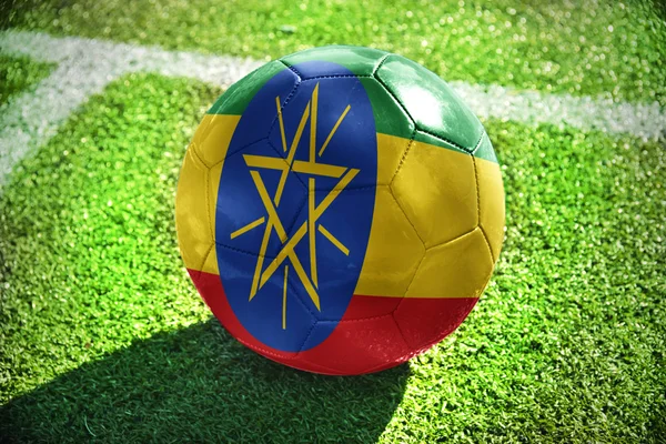 Football ball with the national flag of ethiopia — Stock fotografie