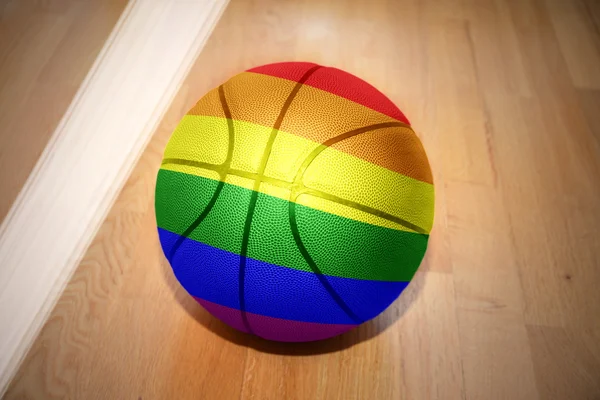 Basketball ball with gay flag — Stok fotoğraf