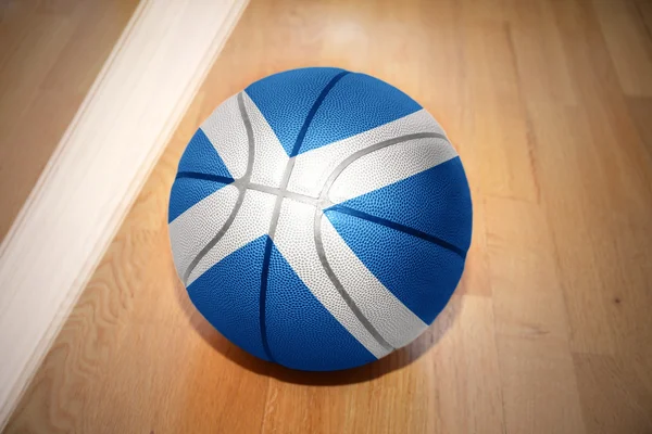 Piłkę do koszykówki z flagę narodową Szkocji — Zdjęcie stockowe