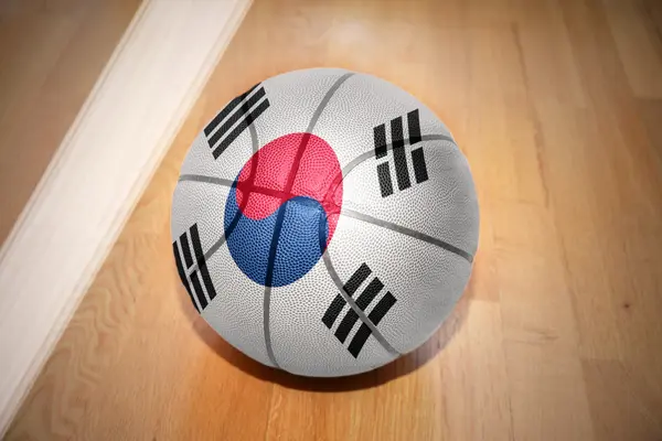 Basketball ball with the national flag of south korea — Zdjęcie stockowe