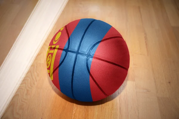 Basketball ball with the national flag of mongolia — Stock fotografie