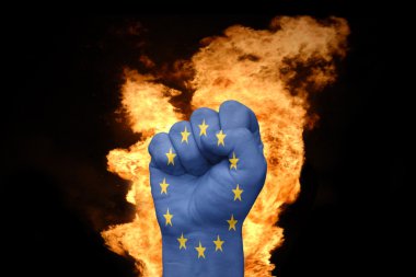 fire fist with the flag of european union