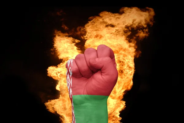 Fire fist with the national flag of belarus — Stock Photo, Image