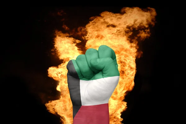 Fire fist with the national flag of kuwait — Stock Photo, Image