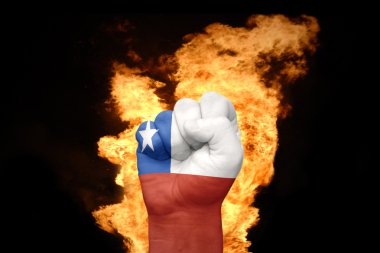 yumruk Şili bayrağı ile ateş