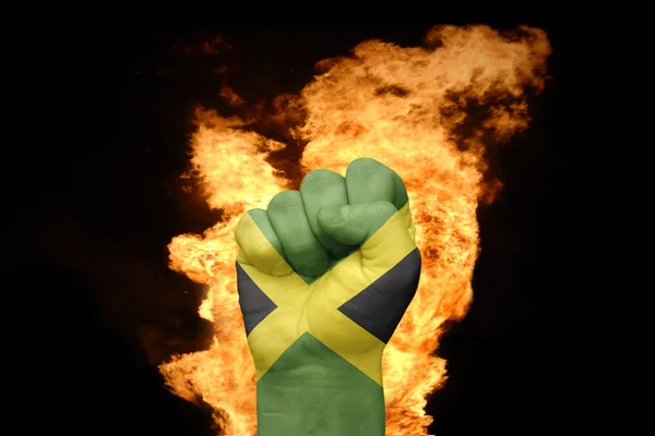 Tűz ököl, jamaica zászlaja — Stock Fotó